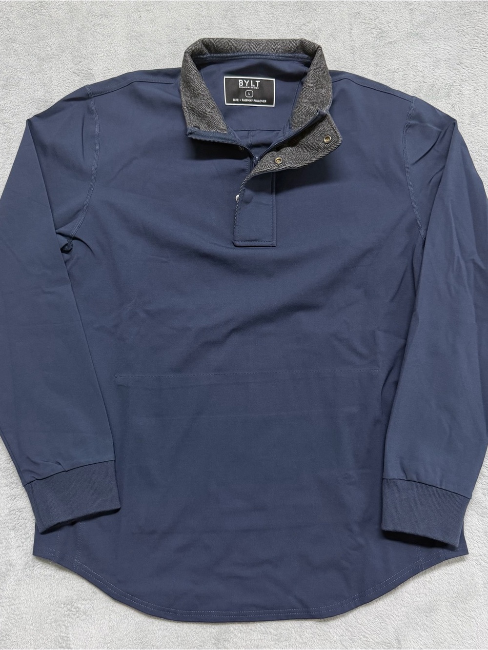Bylt Elite Fairway Pullover Jacket Mens Large Blue Performance Golf Drop Cut
